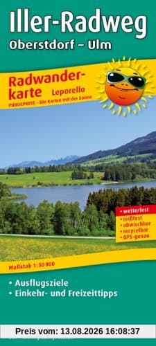 Radwanderkarte Iller-Radweg: Mit Ausflugszielen, Einkehr- und Freizeittipps, reissfest, wetterfest, GPS-genau. 1:50000