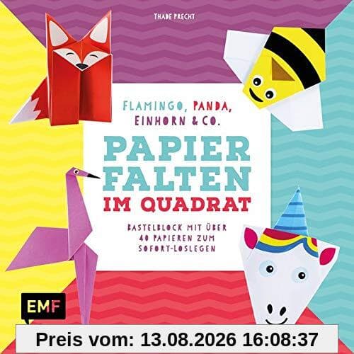 Papierfalten im Quadrat: Flamingo, Panda, Einhorn und Co. – Bastel-Kids: Bastelblock mit über 40 Papieren zum Sofort-Loslegen – Für Kinder ab 5 Jahren