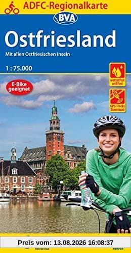 ADFC-Regionalkarte Ostfriesland, 1:75.000, reiß- und wetterfest, GPS-Tracks Download: Mit allen ostfriesischen Inseln (ADFC-Regionalkarte 1:75000)