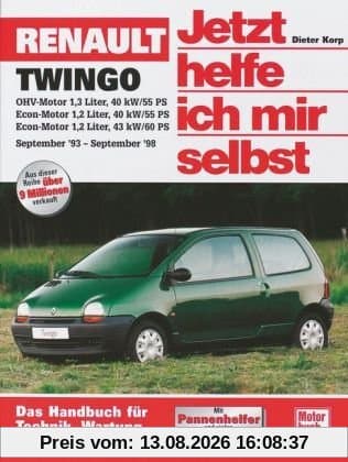 Renault Twingo: OHV-Motor 1,3 Liter, 40 kW/55 PS. Econ-Motor 1,2 Liter, 40 kW/55 PS. Econ-Motor 1,2 Liter, 43 kW/60 PS. September '93 - September '98. ... Praxistips (Jetzt helfe ich mir selbst)