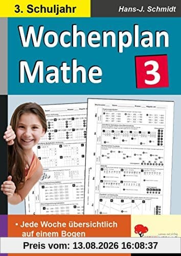 Wochenplan Mathe 3. Schuljahr: Jede Woche übersichtlich auf einem Bogen