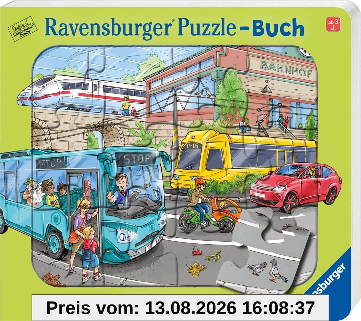 Ravensburger Puzzle-Buch: Fahrzeuge - Kinderbuch ab 3 Jahren, Puzzle mit 12 Teilen, Spielbuch, Wimmelbuch, Pappbilderbuch