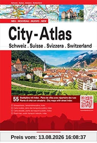 City-Atlas Schweiz: 55 Stadtpläne mit Index, Strassenkarte, Verkehrslinienpläne (Hallwag Führer und Atlanten)