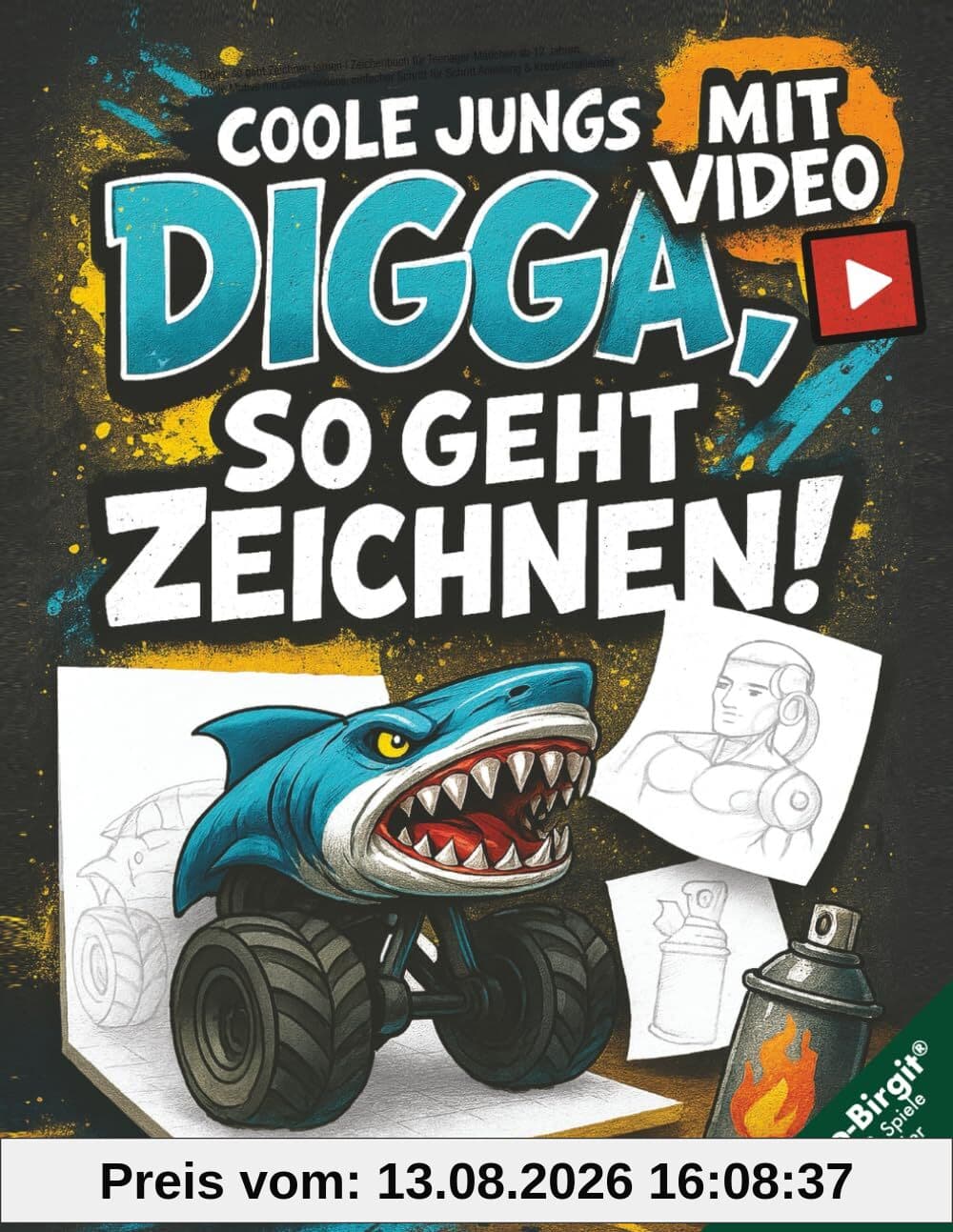 Digga, so geht Zeichnen lernen | Zeichenbuch für Teenager-Jungs ab 12 Jahren: Coole Motive mit Zeichenvideos, einfacher Schritt für Schritt Anleitung & Kreativchallenges
