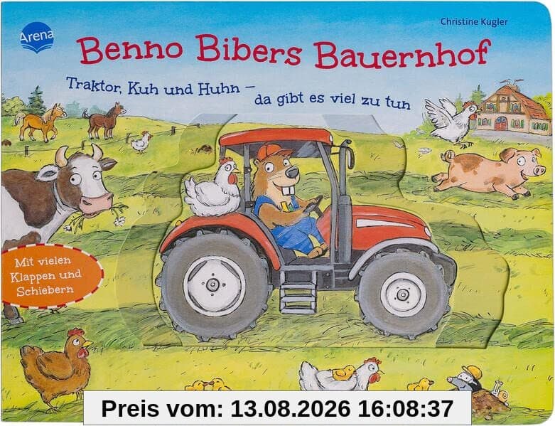 Benno Bibers Bauernhof. Traktor, Kuh und Huhn – da gibt es viel zu tun: Pappbilderbuch mit Klappen und Schiebern ab 2 Jahren