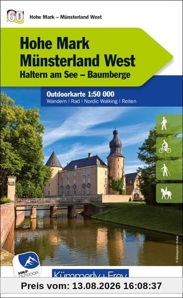 Hohe Mark - Münsterland West Nr. 60 Outdoorkarte Deutschland 1:50 000: Haltern am See, Baumberge, water resistant, free Download mit HKF Outdoor App (Kümmerly+Frey Outdoorkarten Deutschland)