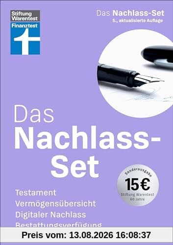 Das Nachlass-Set – die wichtigsten Fragen zum Thema Nachlass einfach erklärt, mit Steuerspartipps, Formularen und Ausfüllhilfen: Testament, Vermögensübersicht, Digitaler Nachlass, Bestattungsverfügung