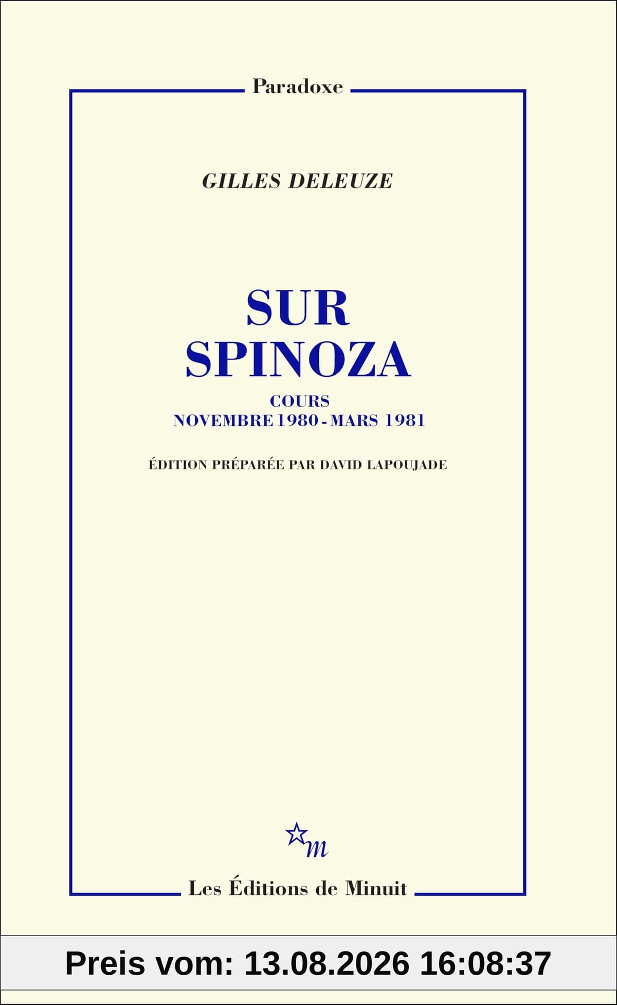Sur Spinoza : cours novembre 1980-mars 1981
