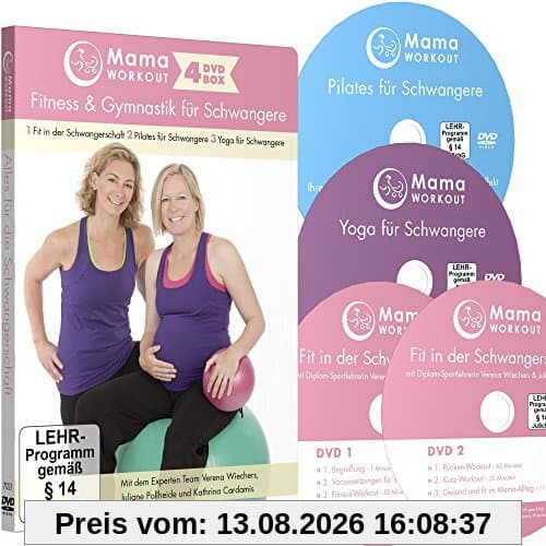 MamaWORKOUT - Fitness & Gymnastik für Schwangere - 4-DVD-Box zum Sparpreis ++ 1. Fit in der Schwangerschaft (2 DVDs) ++ 2. Pilates für Schwangere ++ ... Schwangere ++ von Expertin Verena Wiechers