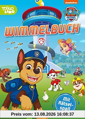 PAW Patrol Wimmelbuch. Mit Rätselspaß. Für Kinder ab 3 Jahren: Großes, buntes Bilderbuch mit Chase, Marshall, Skye und den Hunden aus der Abentuerbucht