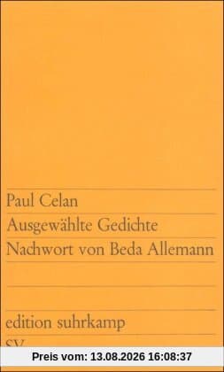 Ausgewählte Gedichte: Zwei Reden (edition suhrkamp)