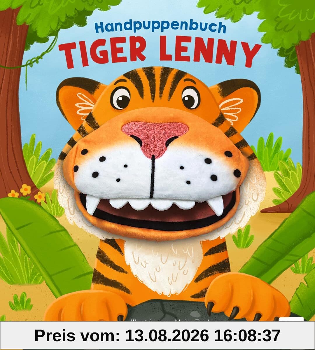 Handpuppenbuch - Tiger Lenny: Pappbilderbuch mit flauschiger Stoffhandpuppe für Kinder ab 12 Monaten