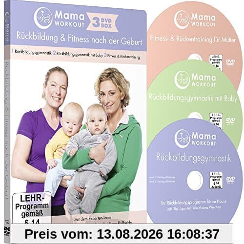 MamaWORKOUT - Rückbildung & Fitness nach der Geburt - 3-DVD-Box zum Sparpreis ++ 1. Rückbildungsgymnastik ++ 2. Rückbildungsgymnastik mit Baby ++ 3. ... für Mütter ++ von Expertin Verena Wiechers